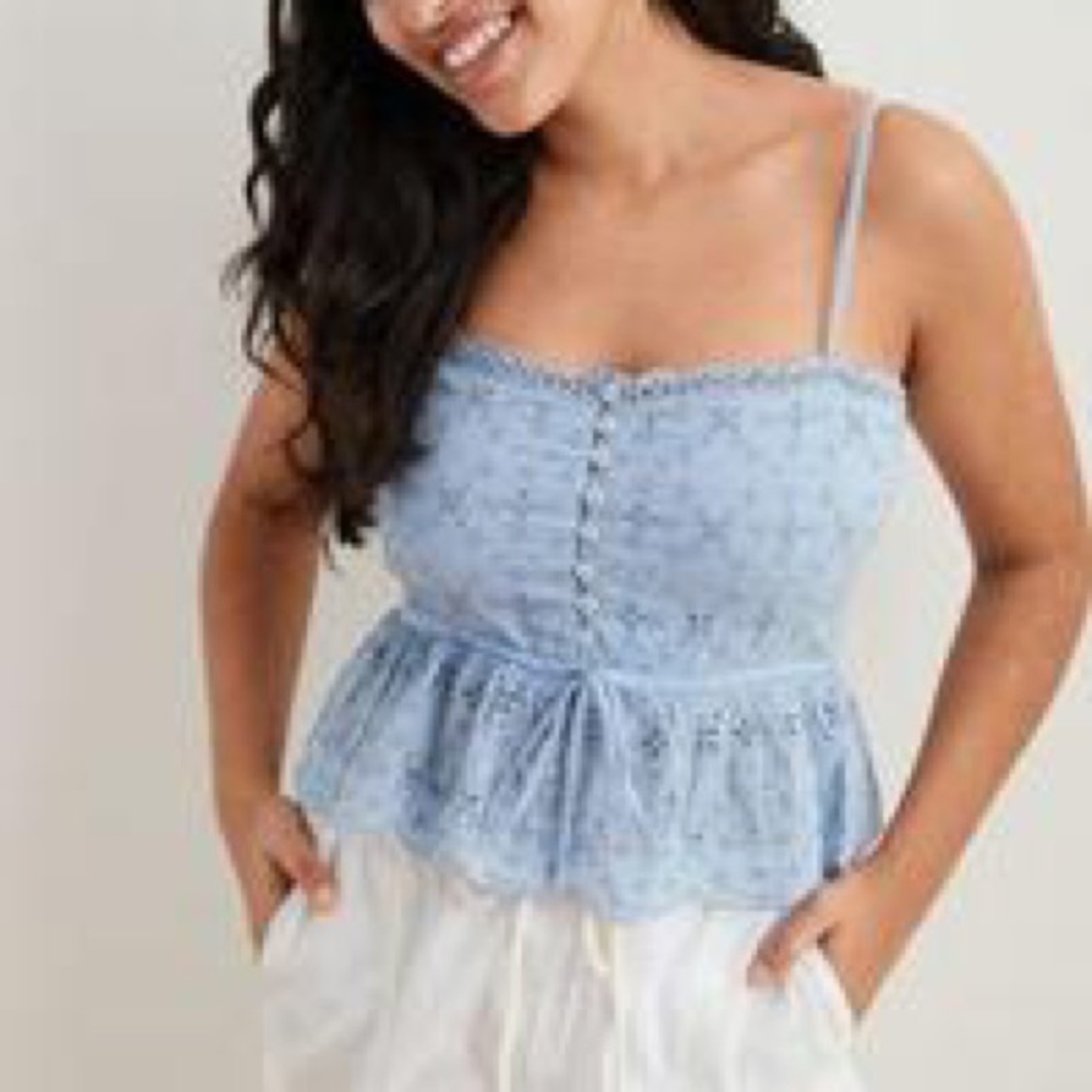 Aerie Eyelet Cinch Tank Top - Picture 2 of 5